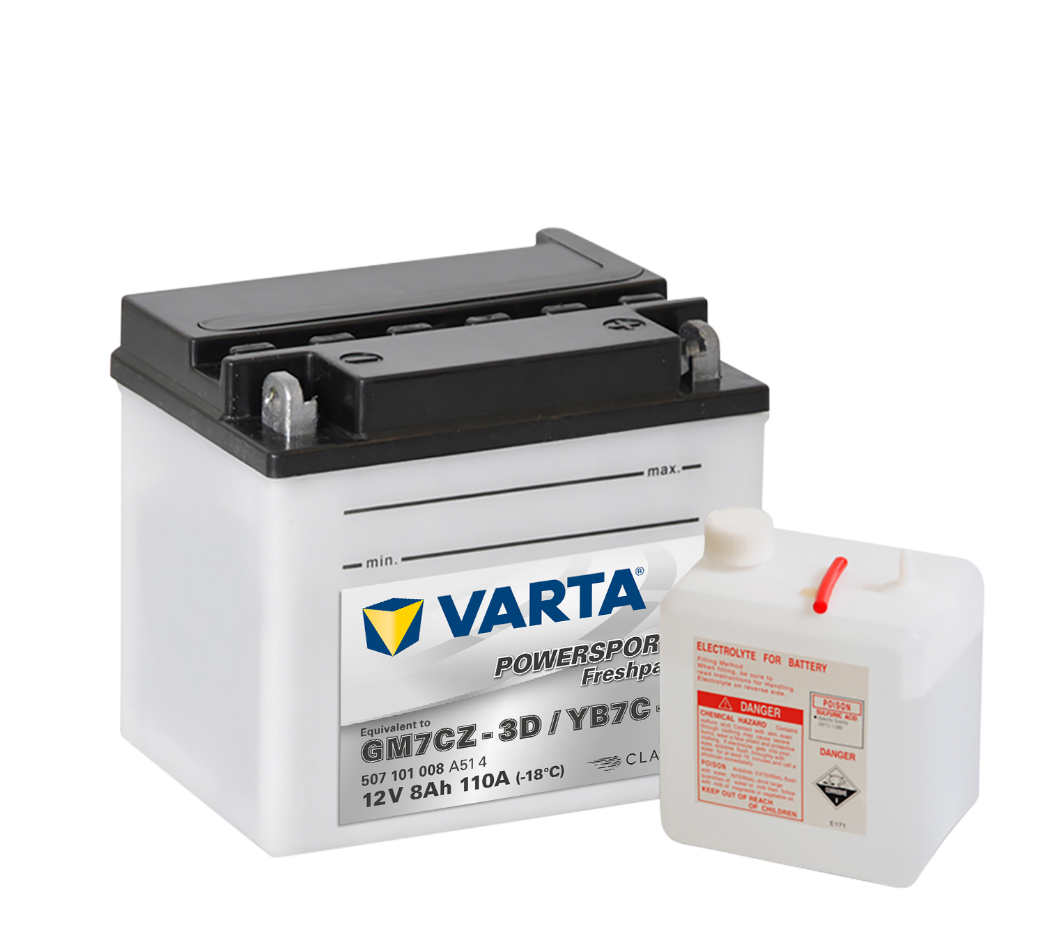 VARTA MC Batteri 12V 7AH 110CCA (130x90x114mm) +høyre YB7C-A