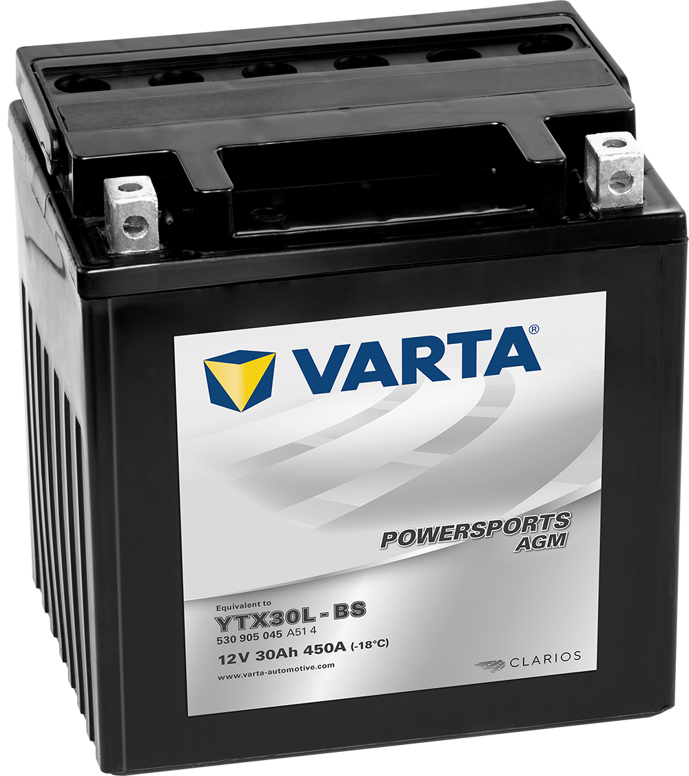 VARTA AGM MC Batteri 12V 30AH 450CCA (166x127x175mm) +høyre YTX30L-BS