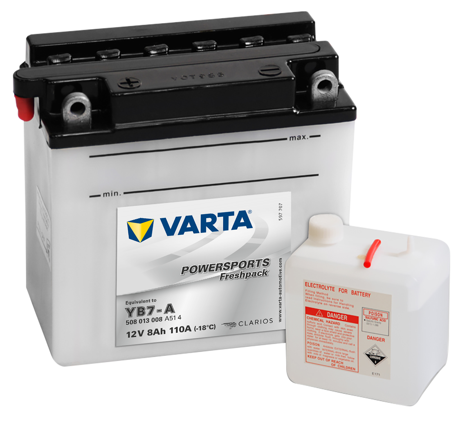 VARTA MC Batteri 12V 8AH 110CCA (137x76x134mm) +venstre YB7-A