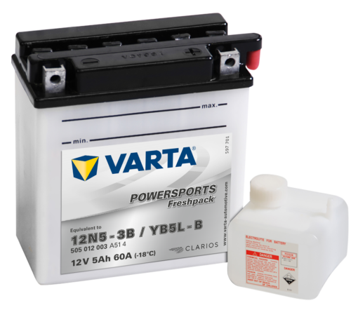 VARTA MC Batteri 12V 5AH 60CCA (121x61x131mm) +høyre YB5L-B