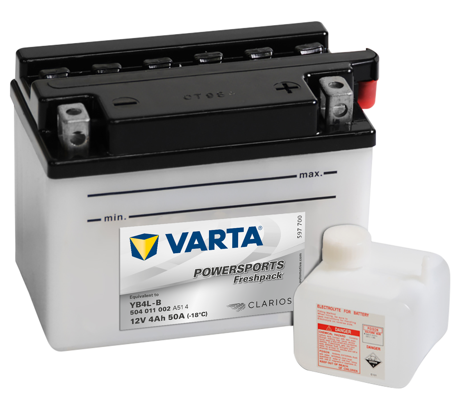 VARTA MC Batteri 12V 4AH 50CCA (121x71x93mm) +høyre YB4L-B