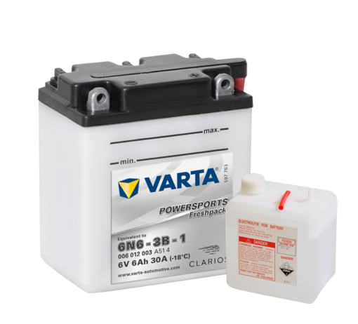 VARTA MC Batteri 6V 6AH 30CCA (100x57x110mm) +høyre 6N6-3B-1