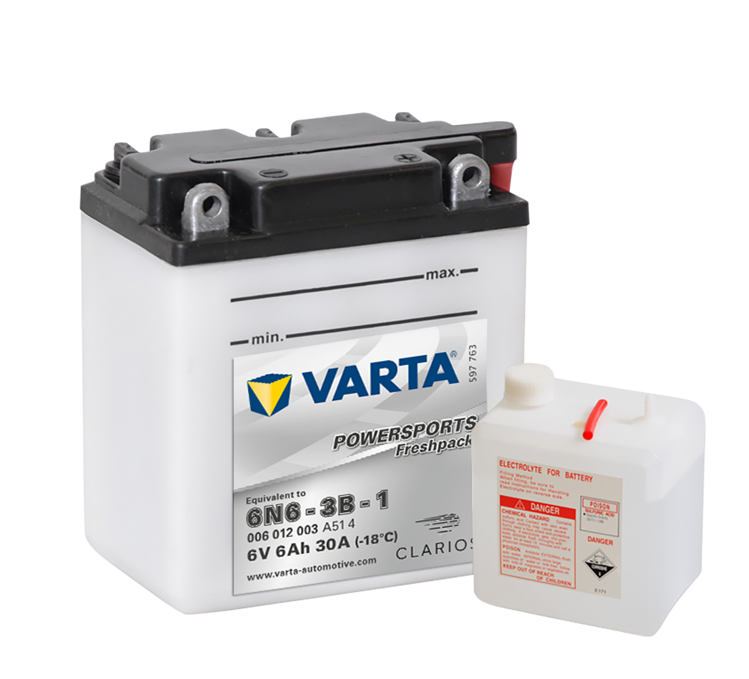 VARTA MC Batteri 6V 6AH 30CCA (100x57x110mm) +høyre 6N6-3B-1