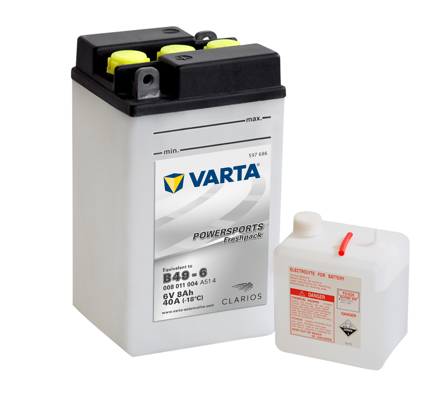 VARTA MC Batteri 6V 8AH 40CCA (91x83x160mm) +diagonal B49-6