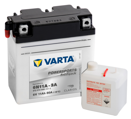 VARTA MC Batteri 6V 12AH 80CCA (122x61x135mm) +høyre 6N11A-3A