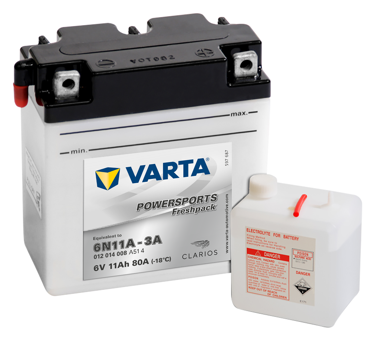 VARTA MC Batteri 6V 12AH 80CCA (122x61x135mm) +høyre 6N11A-3A