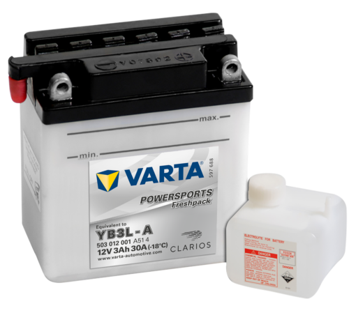 VARTA MC Batteri 12V 3AH 30CCA (100x58x112mm) +høyre YB3L-A