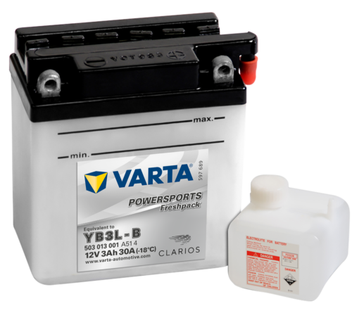 VARTA MC Batteri 12V 3AH 30CCA (100x58x112mm) +høyre YB3L-B