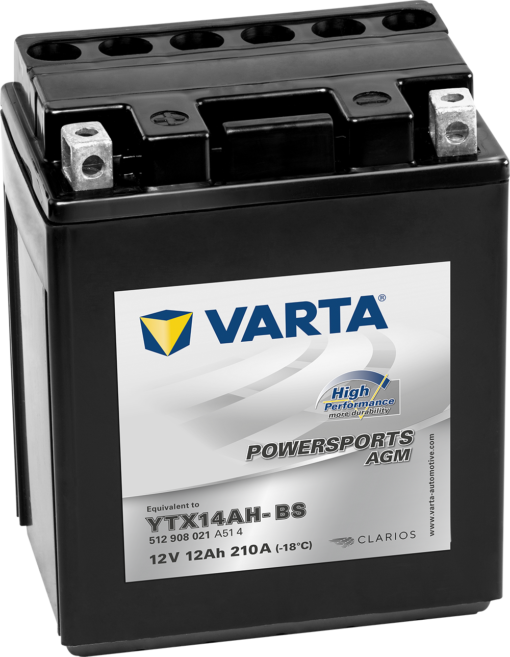 VARTA AGM MC Batteri 12V 12AH 210CCA (134x89x166mm) +venstre YTX14AH-BS