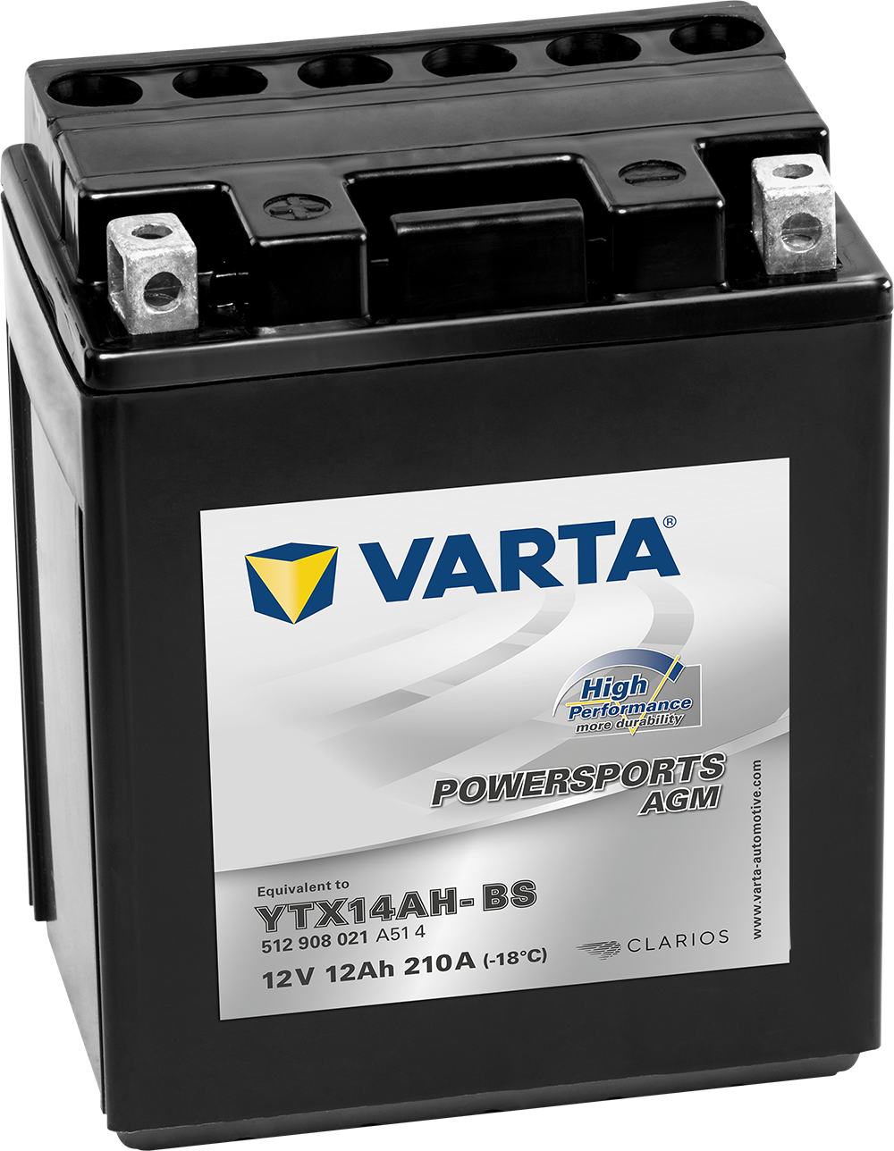 VARTA AGM MC Batteri 12V 12AH 210CCA (134x89x166mm) +venstre YTX14AH-BS