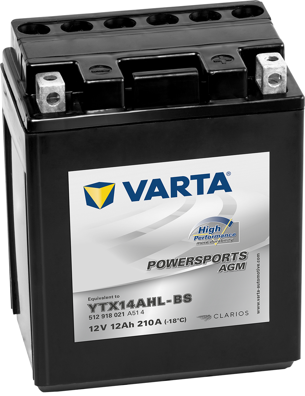 VARTA AGM MC Batteri 12V 12AH 210CCA (134x89x166mm) +høyre YTX14AHL-BS