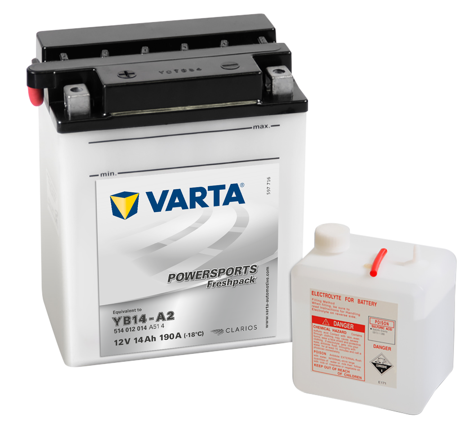 VARTA MC Batteri 12V 14AH 190CCA (136x91x168mm) +venstre YB14-A2