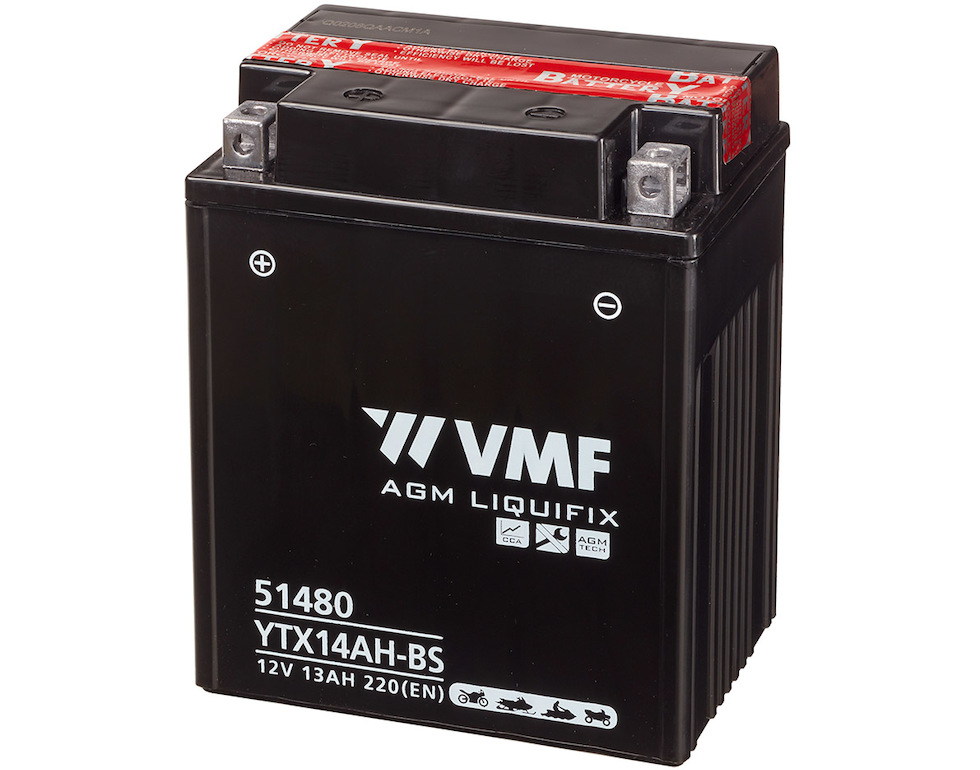 VMF YTX14AH-BS MC Batteri 12V 13AH 220CCA (134x89x166mm) +venstre