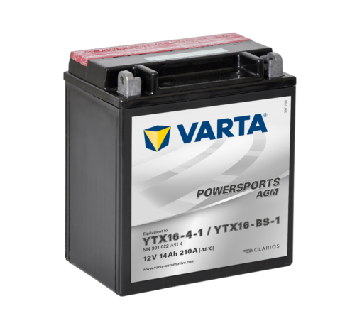 VARTA AGM MC Batteri 12V 14AH 210CCA (150x87x161mm) +venstre YTX16-BS-1