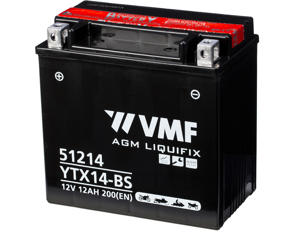 VMF MC Batteri 12V 12AH 200CCA (152x88x147) + venstre | YTX14-BS ( LUCAS LTX14BS )