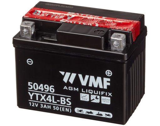 VMF MC Batteri 12V 4AH 40CCA (114x71x86) +høyre | YTX4L-BS ( LUCAS LTX4LBS )