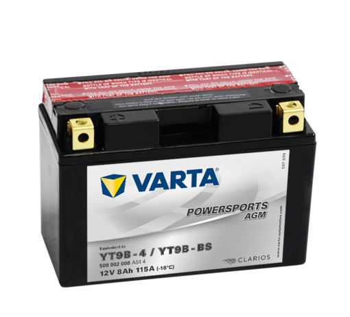 VARTA AGM MC Batteri 12V 8AH 115CCA (149x70x105mm) +venstre YT9B-BS  (509902)