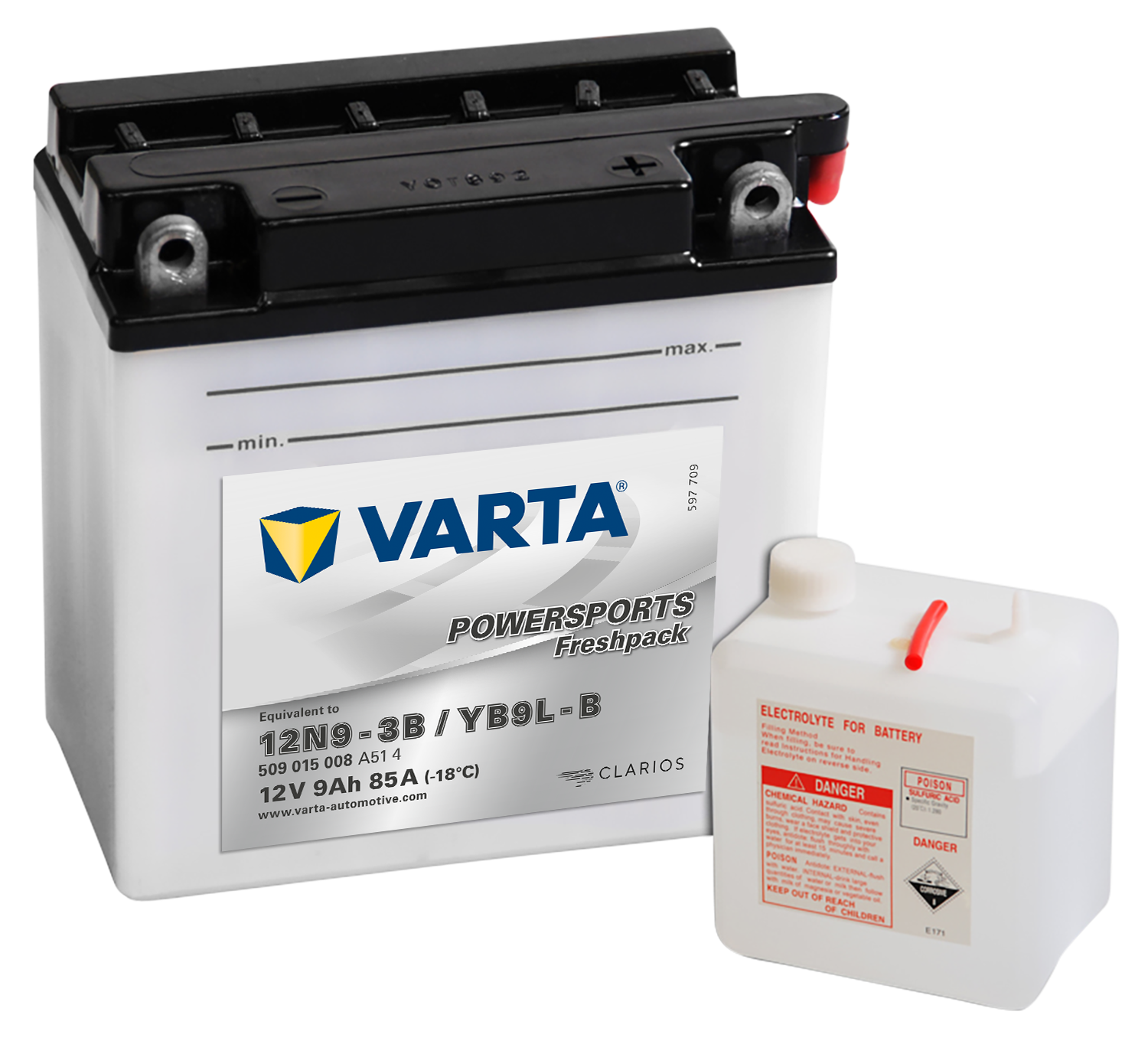 VARTA MC Batteri 12V 9AH 85CCA (136x76x140mm) +høyre YB9L-B