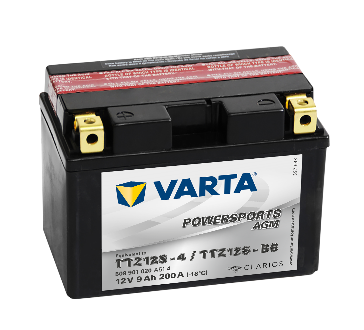 VARTA AGM MC Batteri 12V 9AH 200CCA (150x87x110mm) +venstre TTZ12S-BS