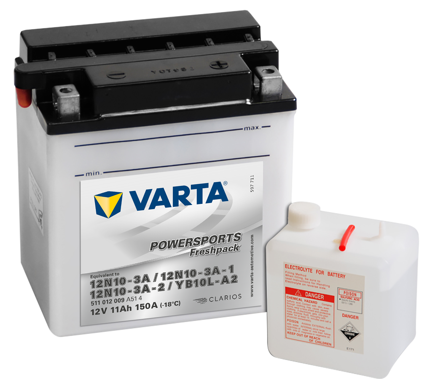 VARTA MC Batteri 12V 11AH 150CCA (136x91x146mm) +høyre YB10L-A2