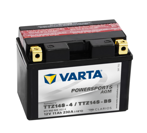 VARTA AGM MC Batteri 12V 11AH 230CCA (150x87x110mm) +venstre TTZ14S-BS