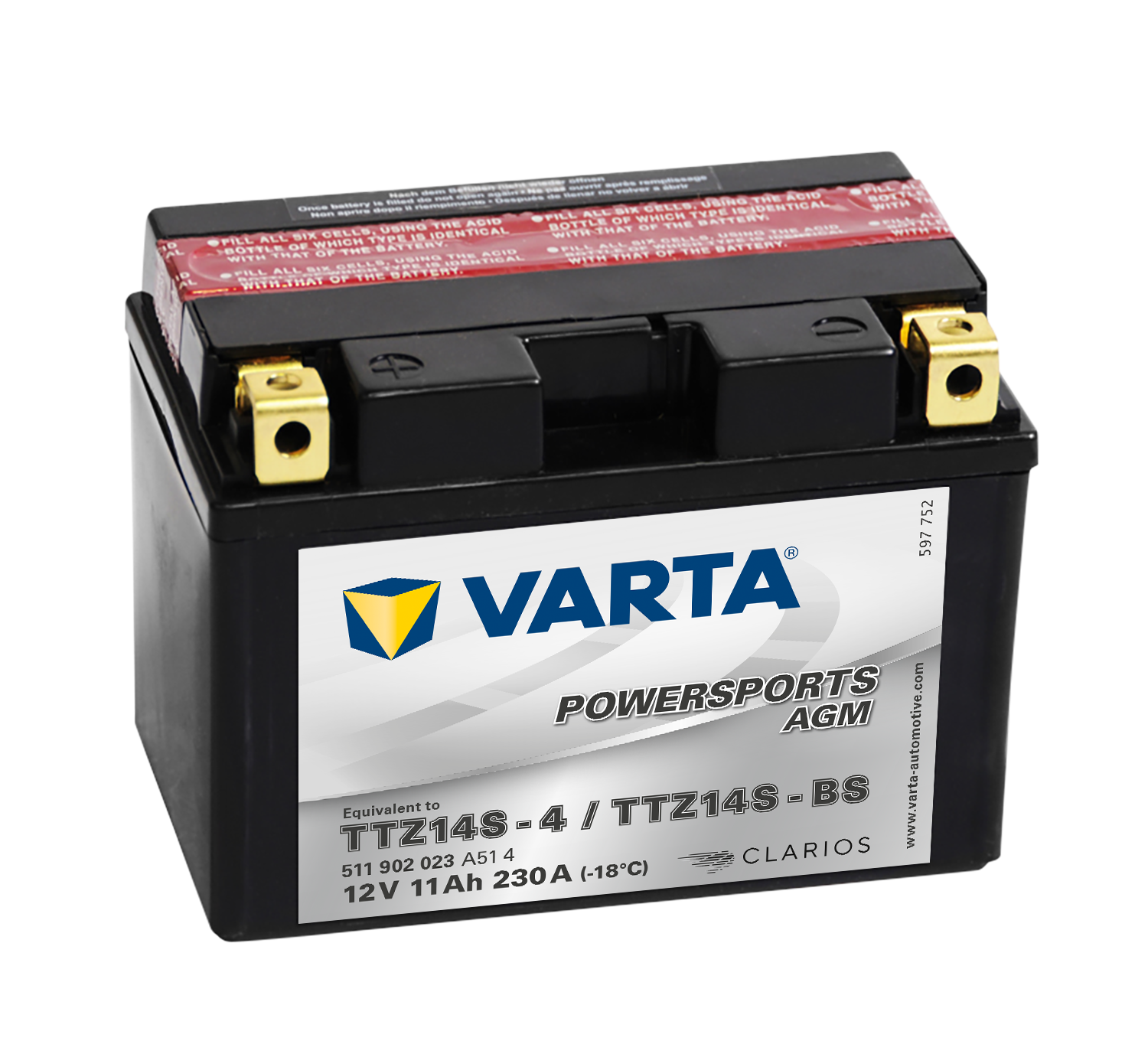 VARTA AGM MC Batteri 12V 11AH 230CCA (150x87x110mm) +venstre TTZ14S-BS