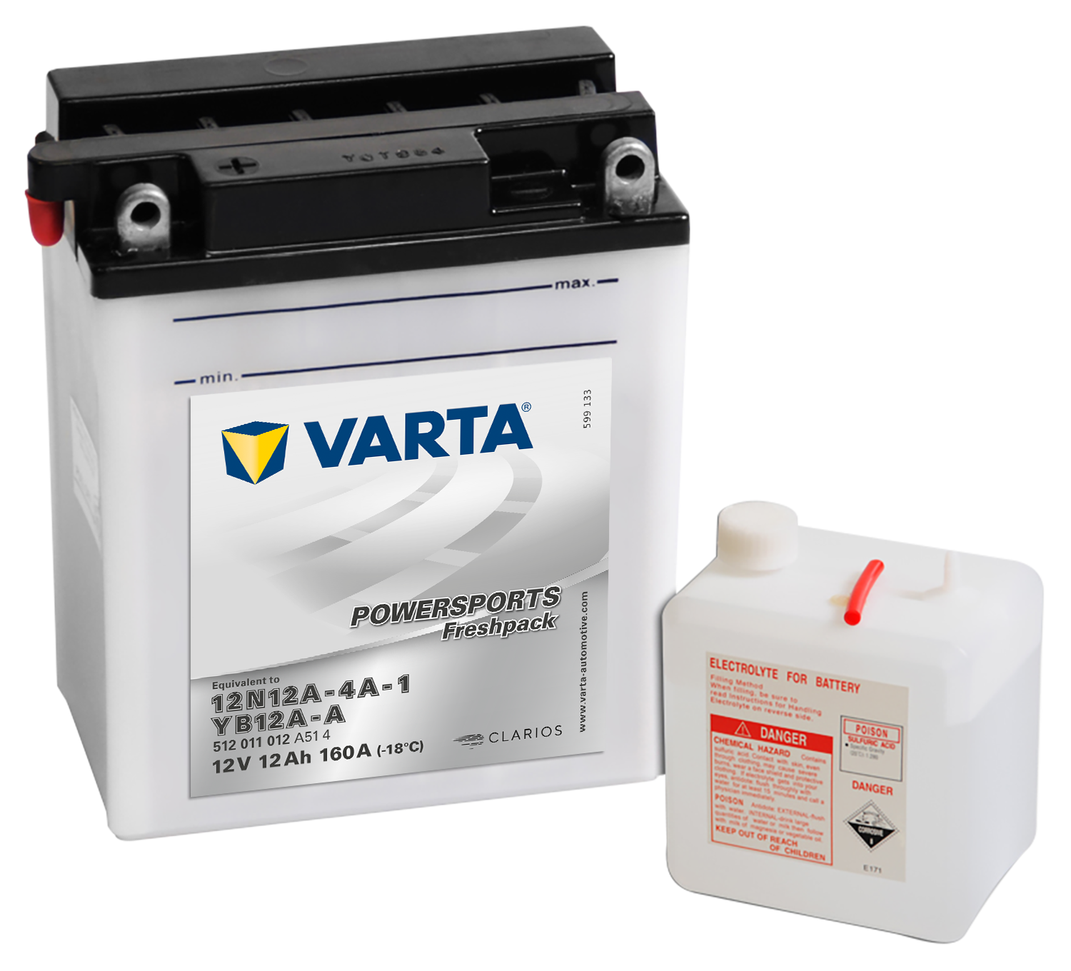 VARTA MC Batteri 12V 12AH 160CCA (136x82x161mm) +venstre YB12A-A