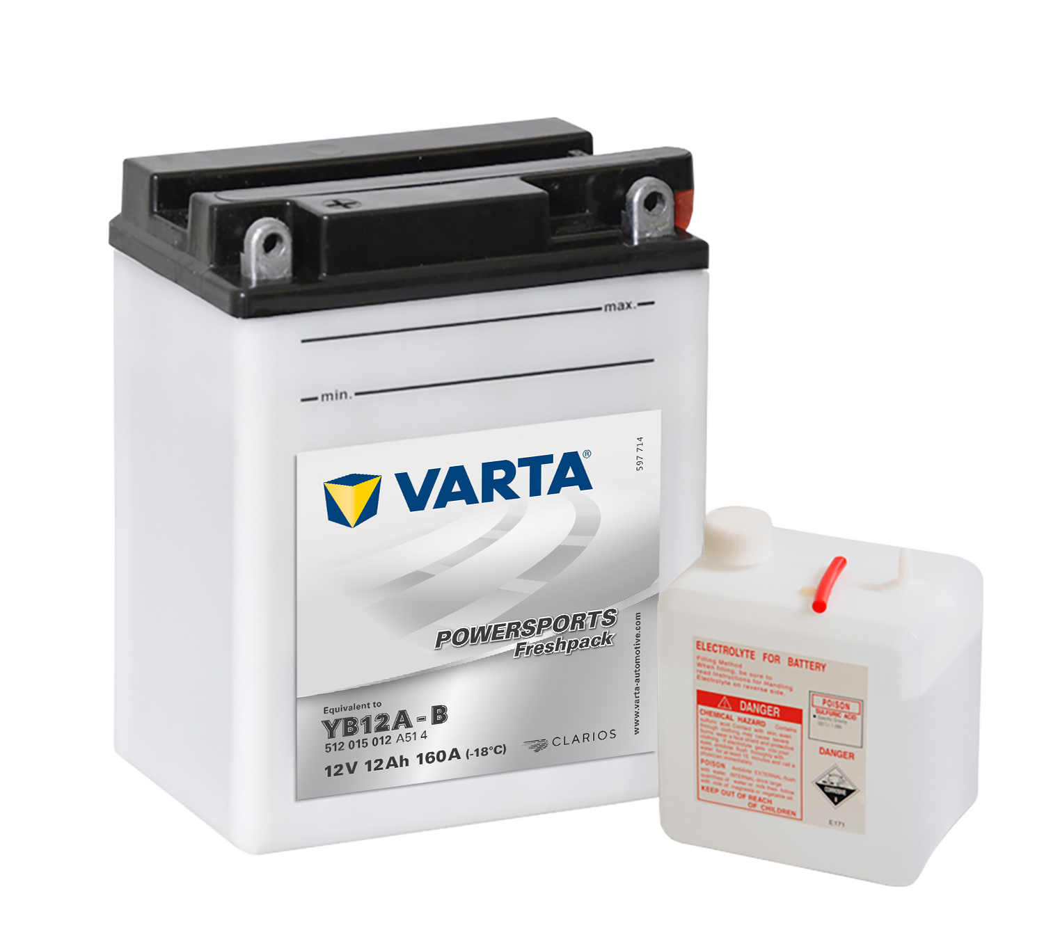 VARTA MC Batteri 12V 12AH 160CCA (136x82x162mm) +venstre YB12A-B