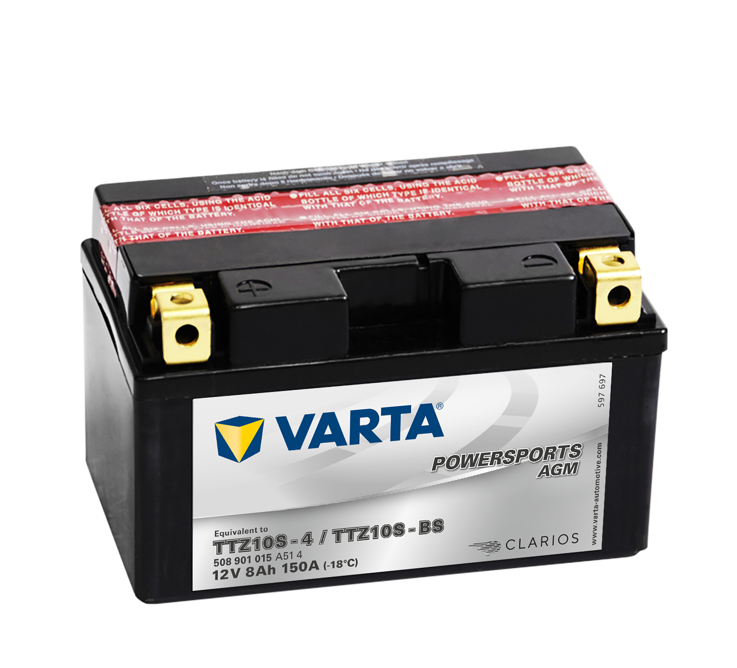 VARTA AGM MC Batteri 12V 8AH 150CCA (150x87x93mm) +venstre TTZ10S-BS