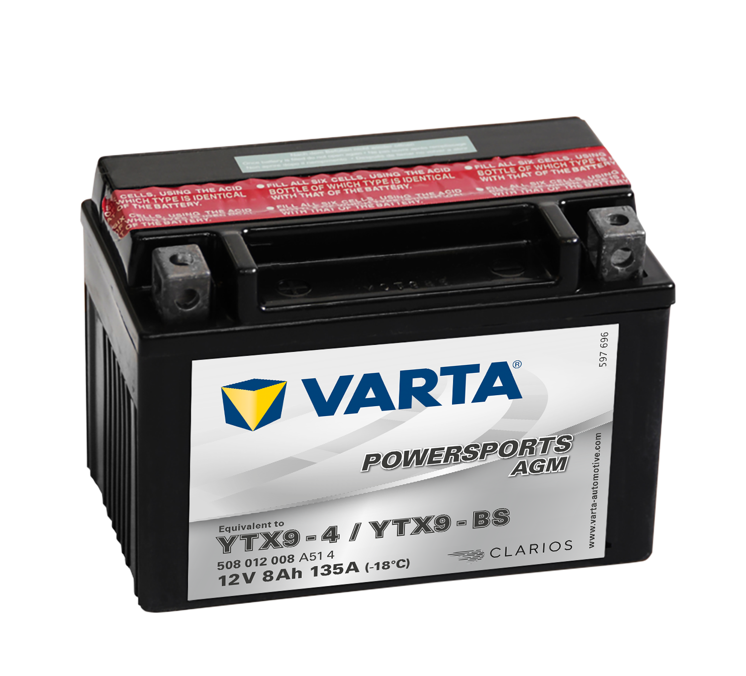 VARTA MC Batteri 12V 8AH 135CCA (152x88x106mm) +venstre YTX9-BS