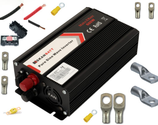 Inverter Strømpakke liten (600w) komplett m/kit 1,9m kabel