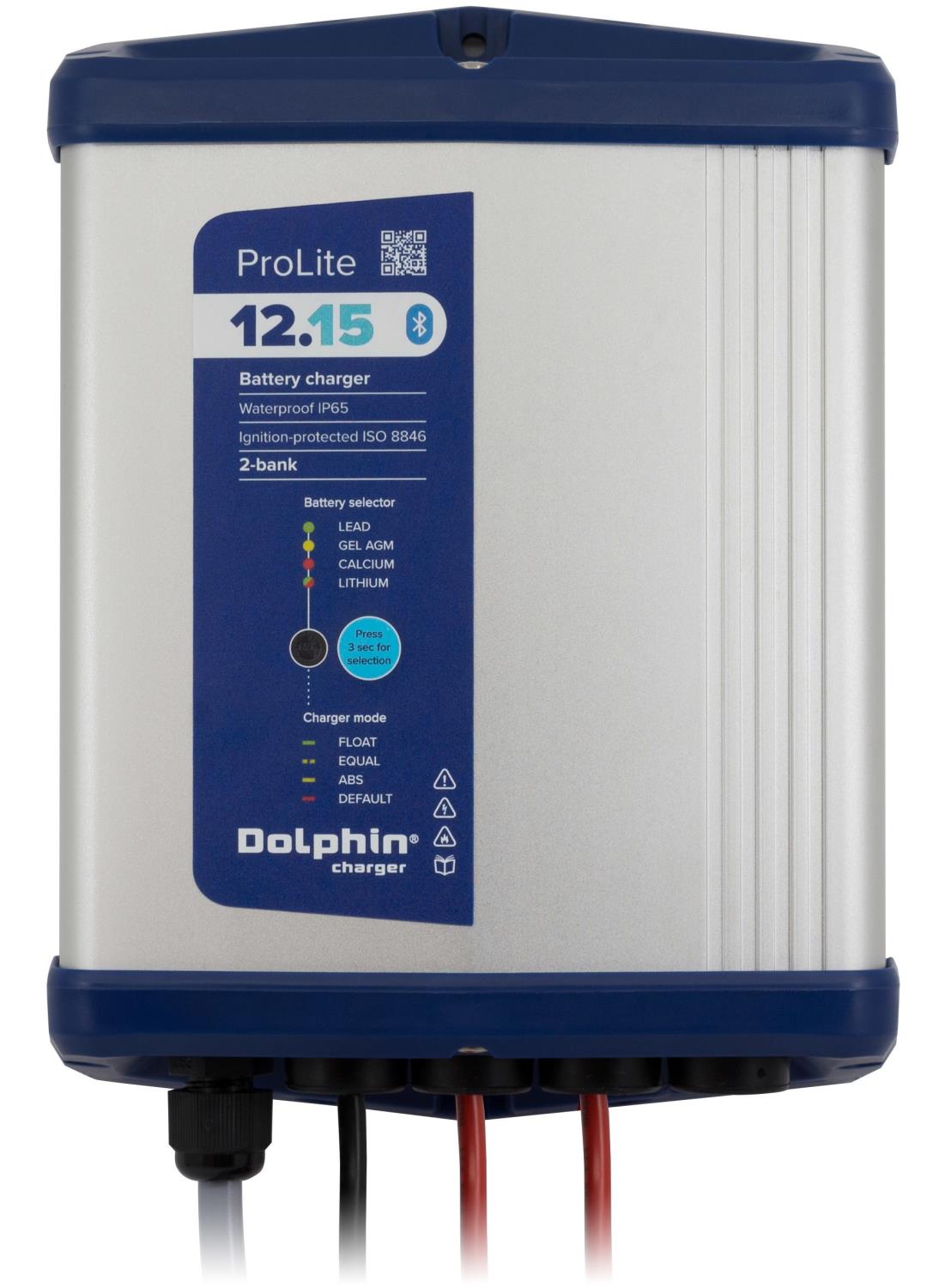 DOLPHIN 12V 15A Batterilader - Bluetooth - IP65 - 2 kanaler