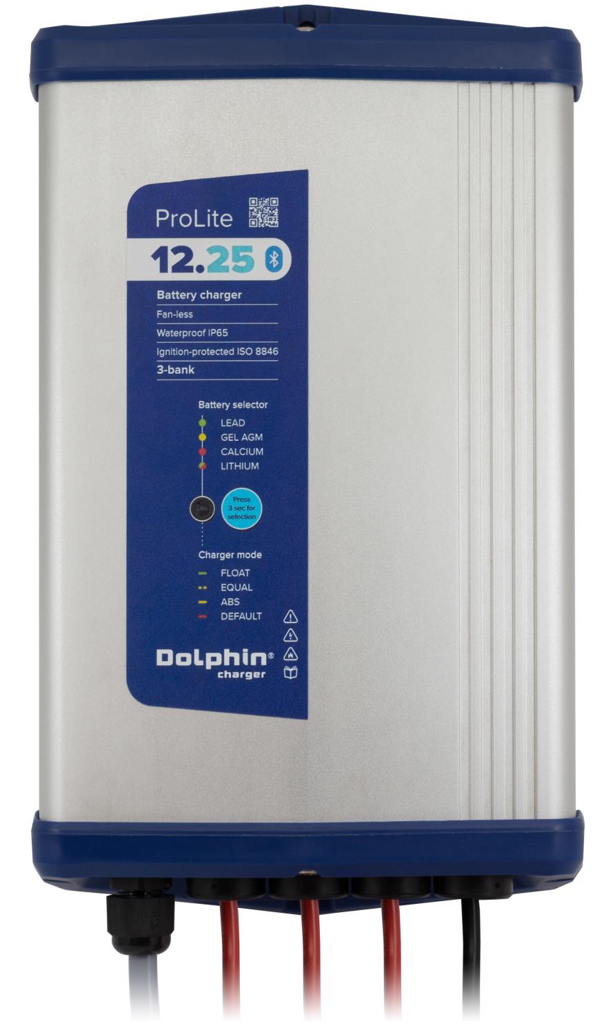 DOLPHIN 12V 25A Batterilader - Bluetooth - IP65 - 3 kanaler