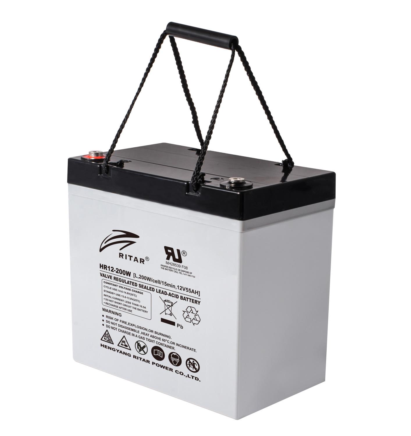 RITAR High Rate AGM Batteri 12V 55AH (229x138x216mm) M6