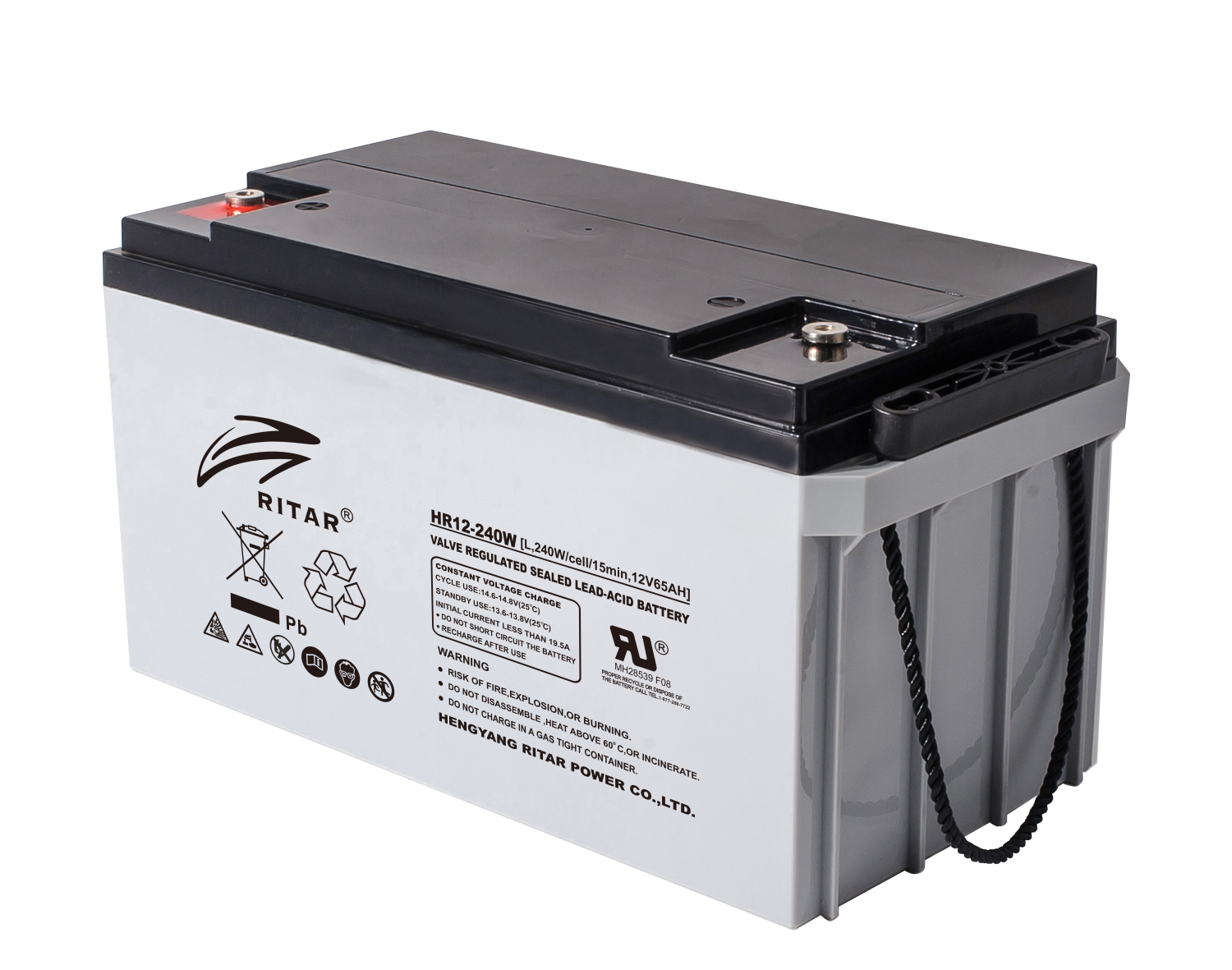 RITAR High Rate AGM Batteri 12V 65AH (350x167x182mm) M6