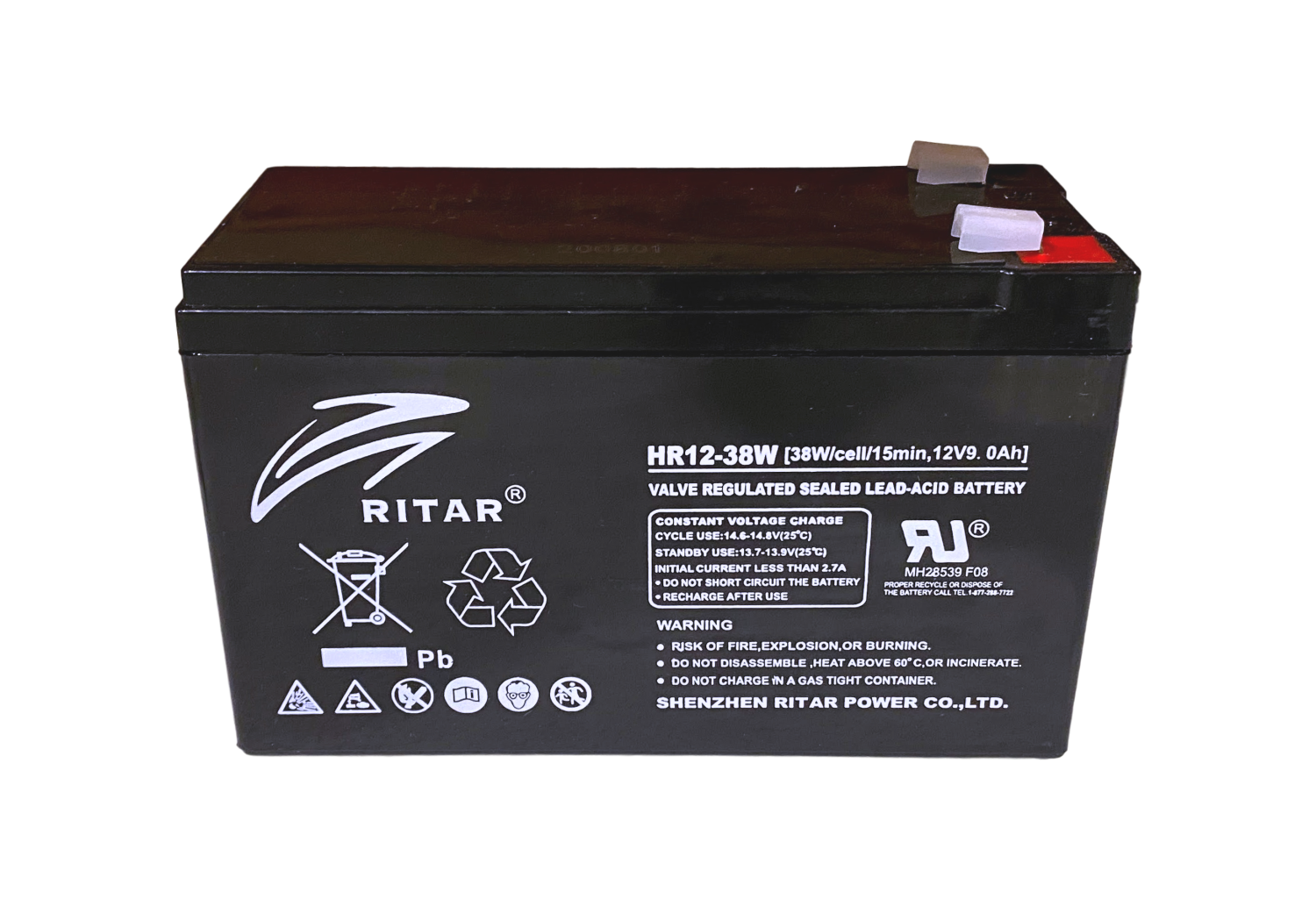 RITAR High Rate AGM Batteri 12V 9AH (151x65x93,5mm) F2