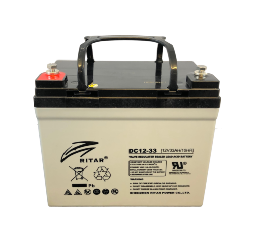 RITAR AGM Deep Cycle Batteri 12V 33AH (196x130x163mm) +venstre