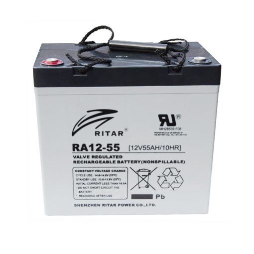 RITAR AGM Deep Cycle Batteri 12V 55AH (229x138x216mm) +venstre