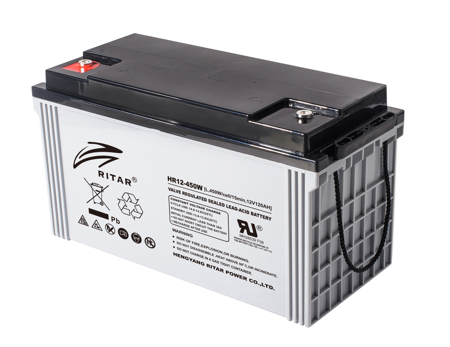 RITAR High Rate AGM Batteri 12V 120AH (407x177x225mm) M8