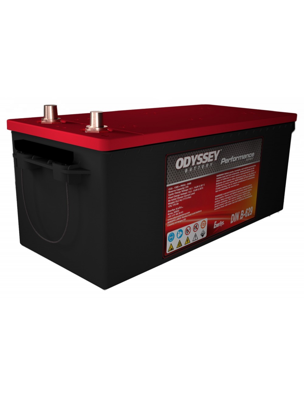 ODYSSEY ODP-AGMDINB Batteri 12V 170AH 1300CCA (518x223x218mm) + venstre