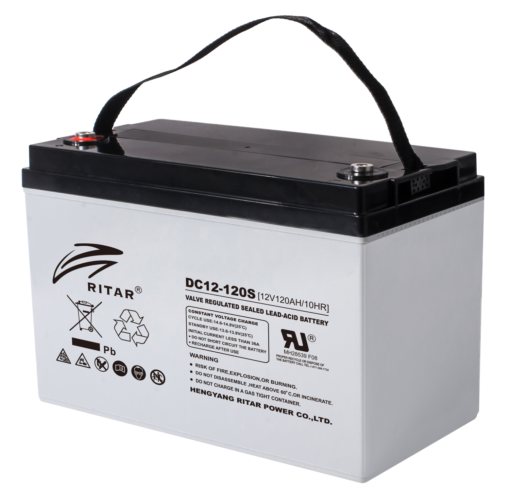 RITAR AGM Deep Cycle Batteri 12V 120AH C10 (328x172x222mm) +venstre