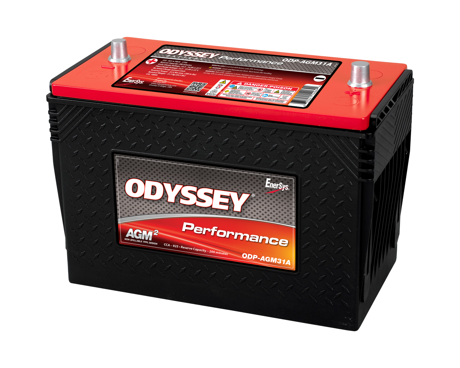 ODYSSEY ODP-AGM31A AGM Batteri 12V 100AH 925CCA (330x172x243mm) +midt