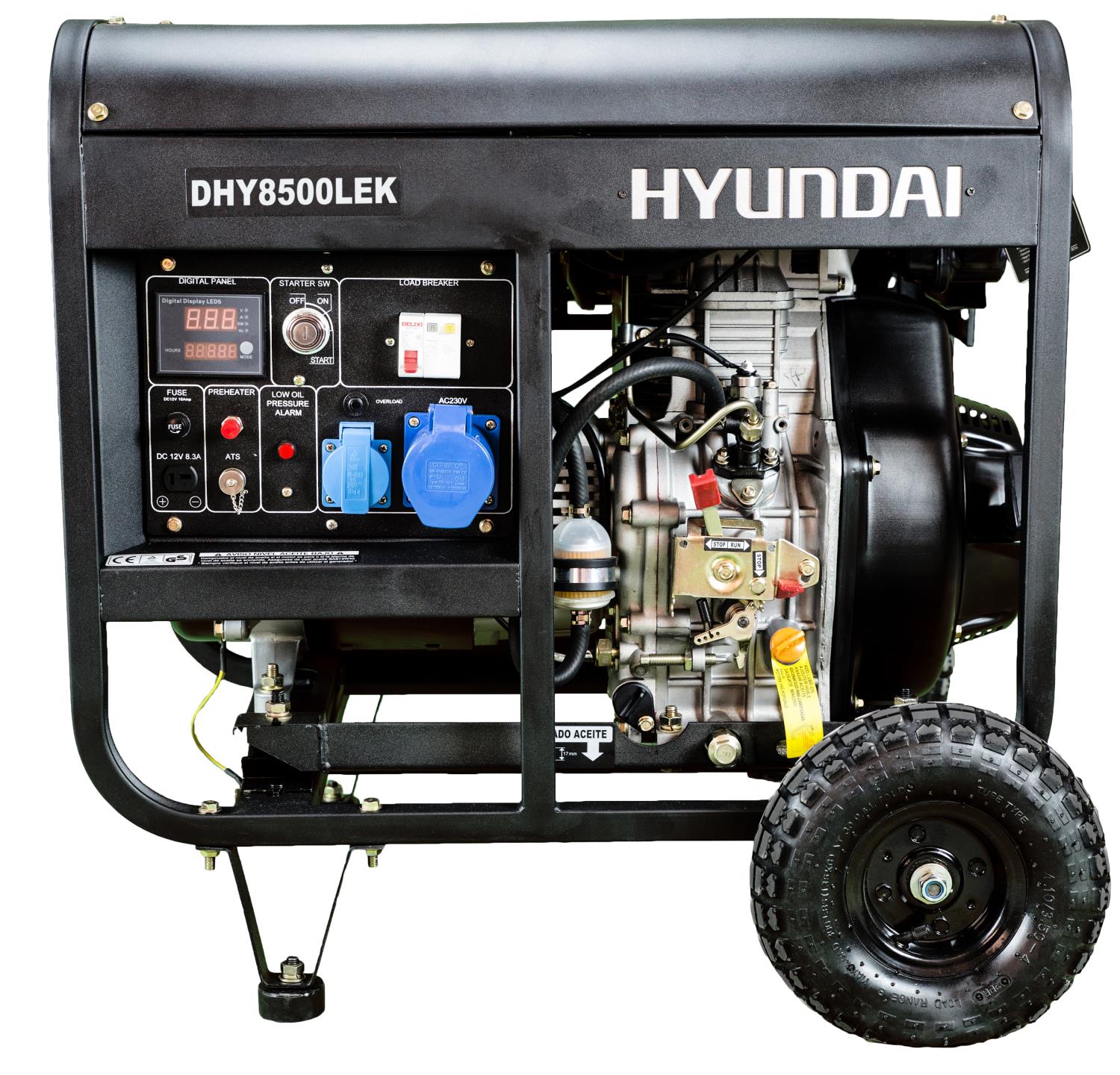 HYUNDAI DHY8500LEK Strømaggregat 6500W - Elektrisk start - Diesel