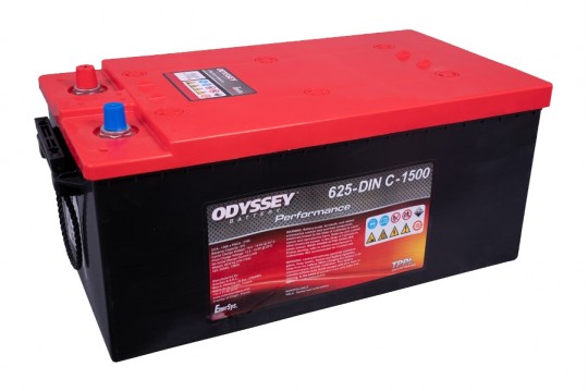 ODYSSEY 625-DIN C C-1500 AGM Batteri 12V 220AH 1500CCA (518x276x242mm) + venstre