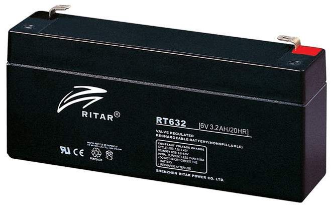 RITAR AGM Batteri 6V 3,2AH (134x35x61mm) F1