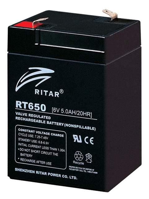 RITAR AGM Batteri 6V 5AH (70x47x101/107mm) F1