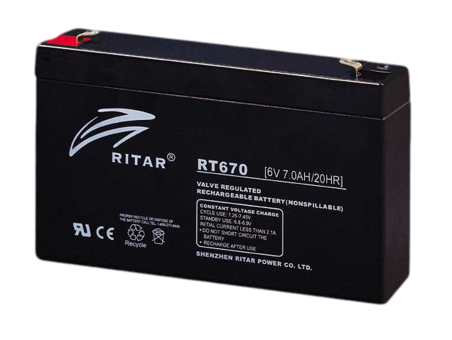 RITAR AGM Batteri 6V 7AH (151x34x94mm) F1