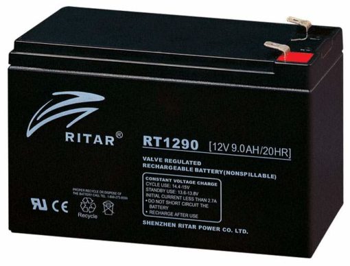 RITAR AGM Batteri 12V 9AH (151x65x94mm) F2