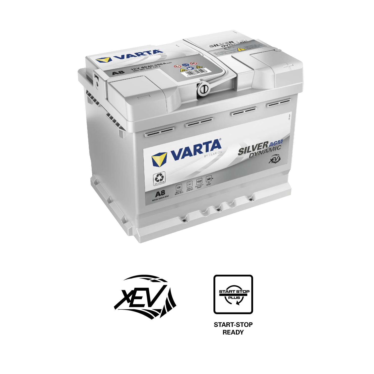 VARTA Silver Dynamic AGM Batteri 12V 60AH 680CCA (242x175x190/190mm) +høyre A8