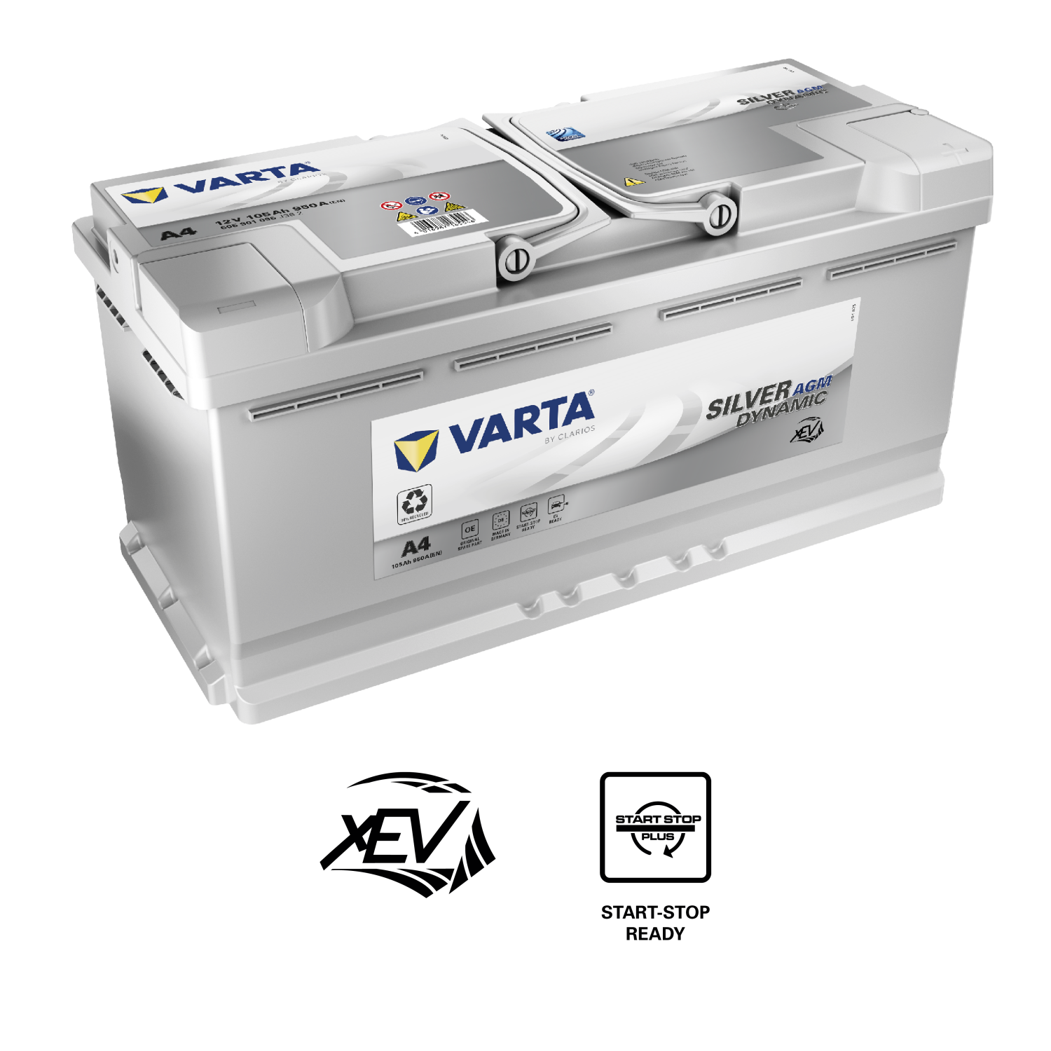 VARTA Silver Dynamic AGM Batteri 12V 105AH 950CCA (394x175x190/190mm) +høyre A4